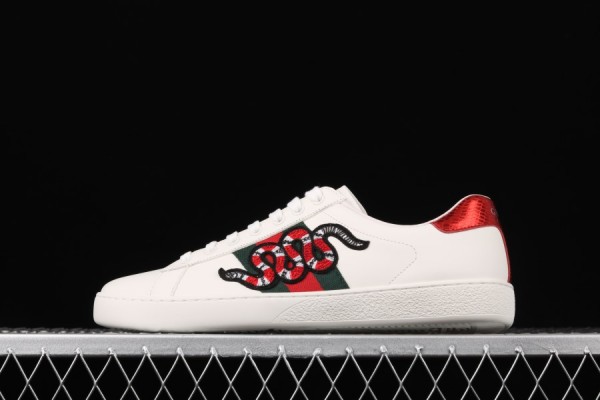 Gucci Ace Embroidered Low-Top Sneaker White with Snake 456230-02JP0-9064