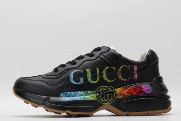 Gucci Rhyton Sneaker Black with Iridescent Logo 552851-DRW00-1000