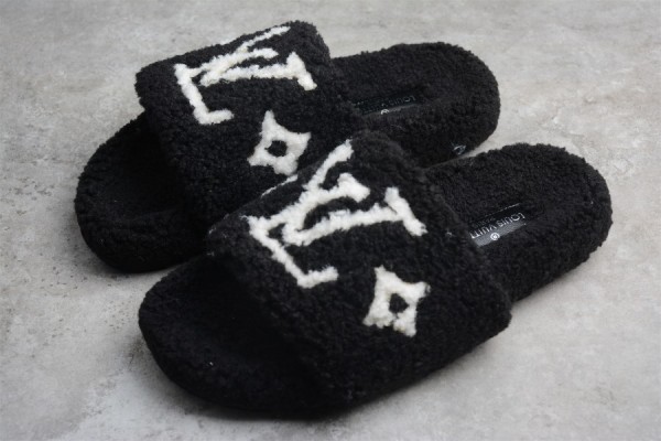 LV Paseo Flat Comfort Mules Black White LVS002