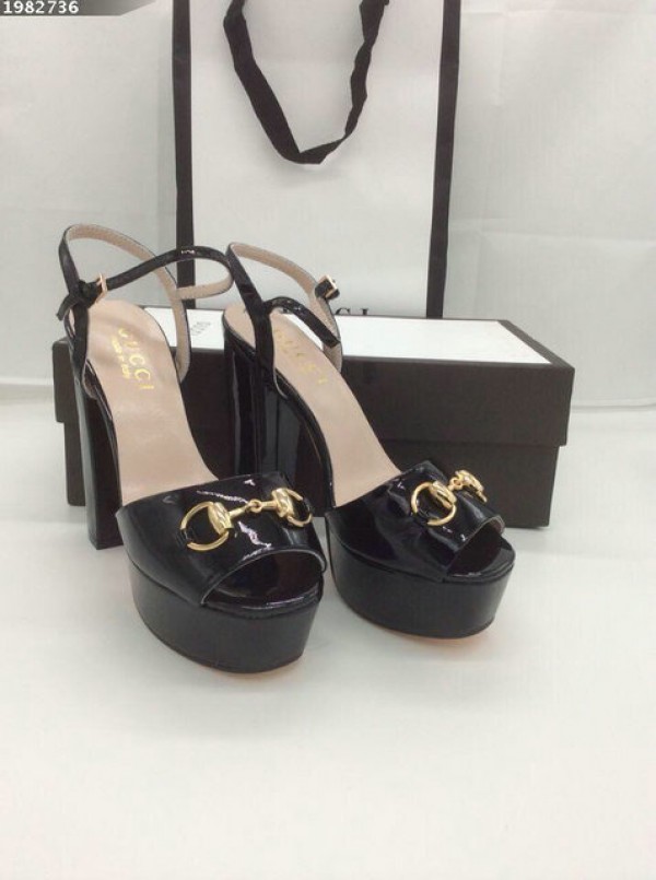 Gucci Horsebit Patent Leather Heel Sandal 105mm