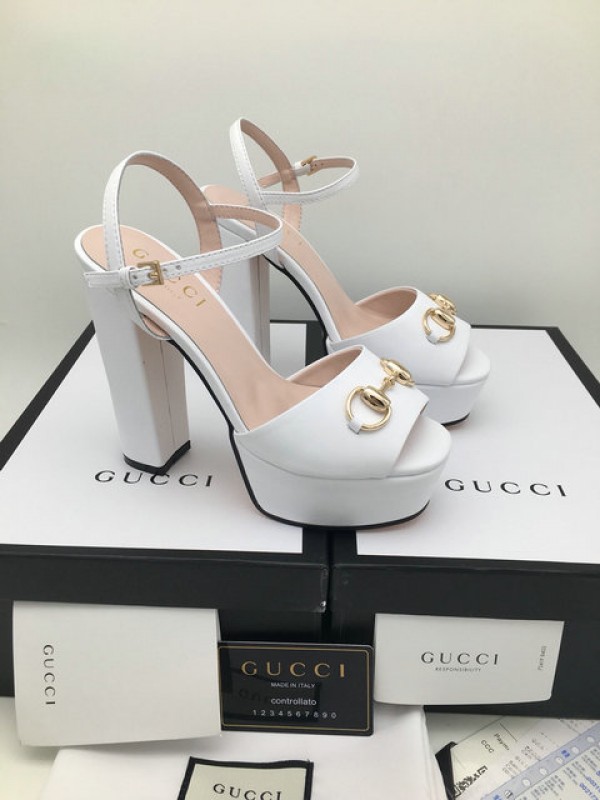 Gucci Horsebit Smooth Leather Heel Sandal 105mm