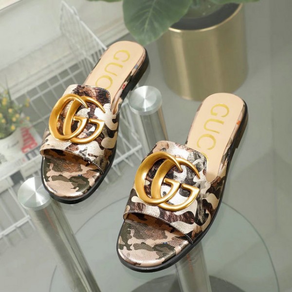 Gucci Python Print Leather Slides With Double G