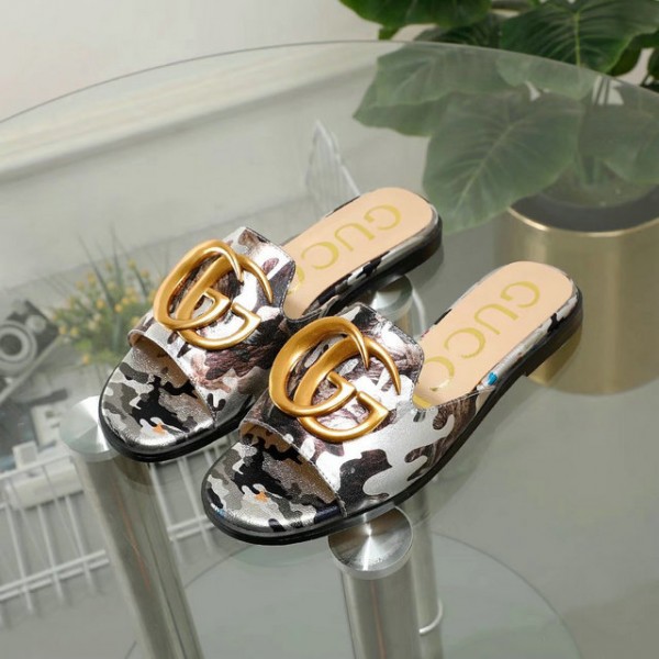 Gucci Python Print Leather Slides With Double G