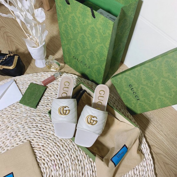 Gucci Leather Slides With Double G 