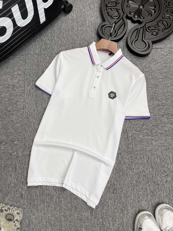 Versace Short Sleeve Polos White/Navy