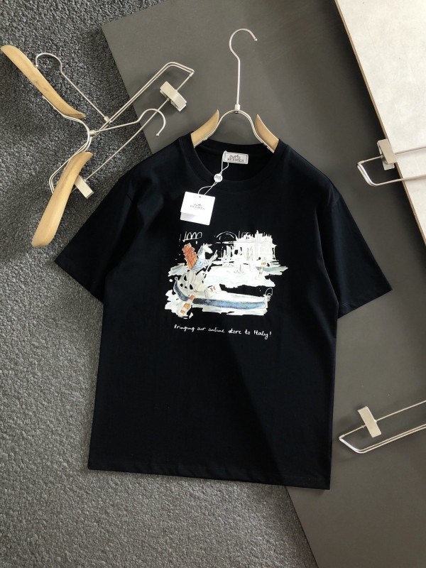 Hermes Short Sleeve T-shirts Black 