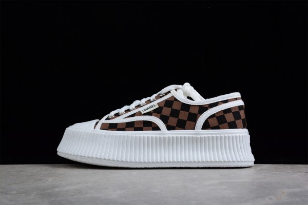 Chanel Creepers Canvas Lace Sneaker Black Brown G35927 X56027 0K032