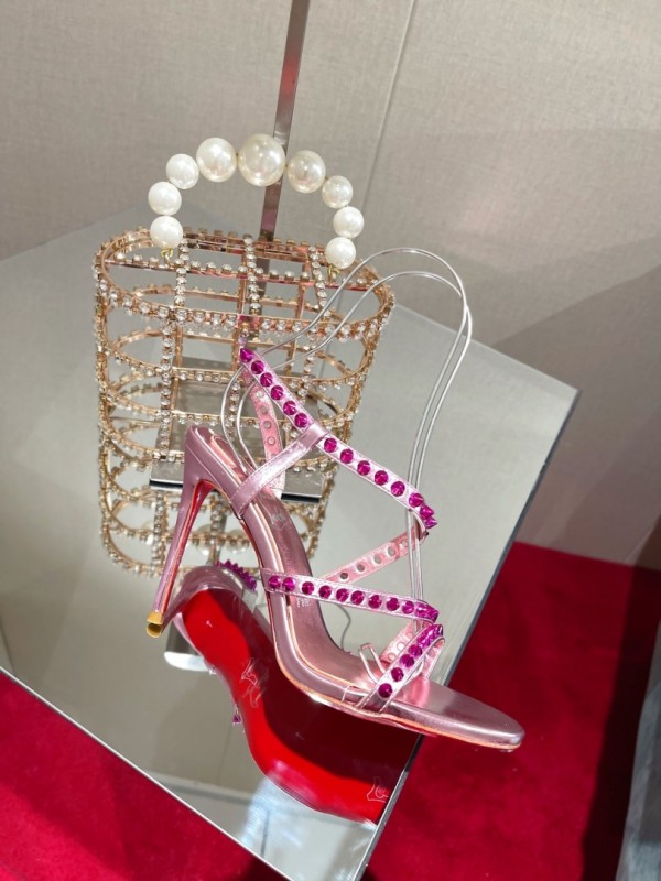 Christian Louboutin spiked strap sandals Pink