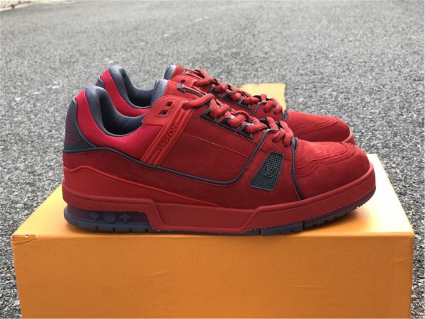 Louis Vuitton Trainers Suede Red