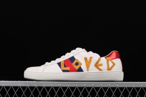 Gucci Ace Embroidered Low-Top Sneaker White with Loved 505328-DOPE0-9095