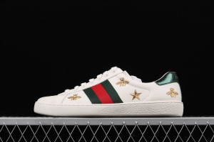 Gucci Ace Embroidered Low-Top Sneaker White with Bees and Stars 386750-02JQ0-9073