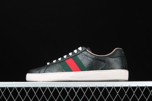 Gucci Signature Ace Low-Top Sneaker Black with Green and Red 386750-CWCG0-1070