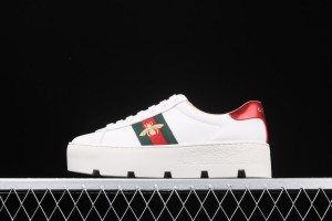 Gucci Ace Embroidered Platform Sneaker White with Bee 577573-DOPE0-9064