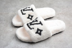 LV Paseo Flat Comfort Mules White Black LVS001