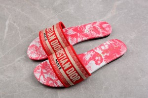 Dior Dway Slide Leopard Print Red  DR-SD06