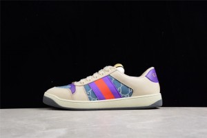 Womens Gucci Screener Sneaker Ivory with Purple and Red 577684-2C830-4690
