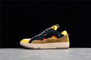 Lanvin Leather Black Black & Yellow Curb Sneakers