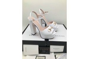Gucci Horsebit Smooth Leather Heel Sandal 105mm
