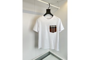 Burberry  T-shirt Pocket Style For Couples - White 