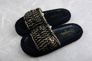 Chanel Casual Style Plain Logo Sandals Black G38456 X56407 94305