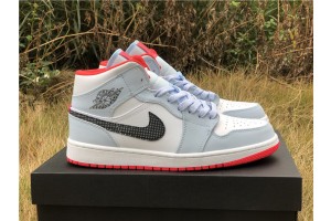 Jordan 1 Mid Half Blue Polka Dot Swoosh 555112-400