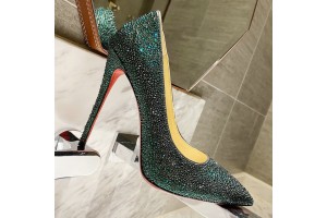 Christian Louboutin Full diamond gradient shoes series Gradient Green